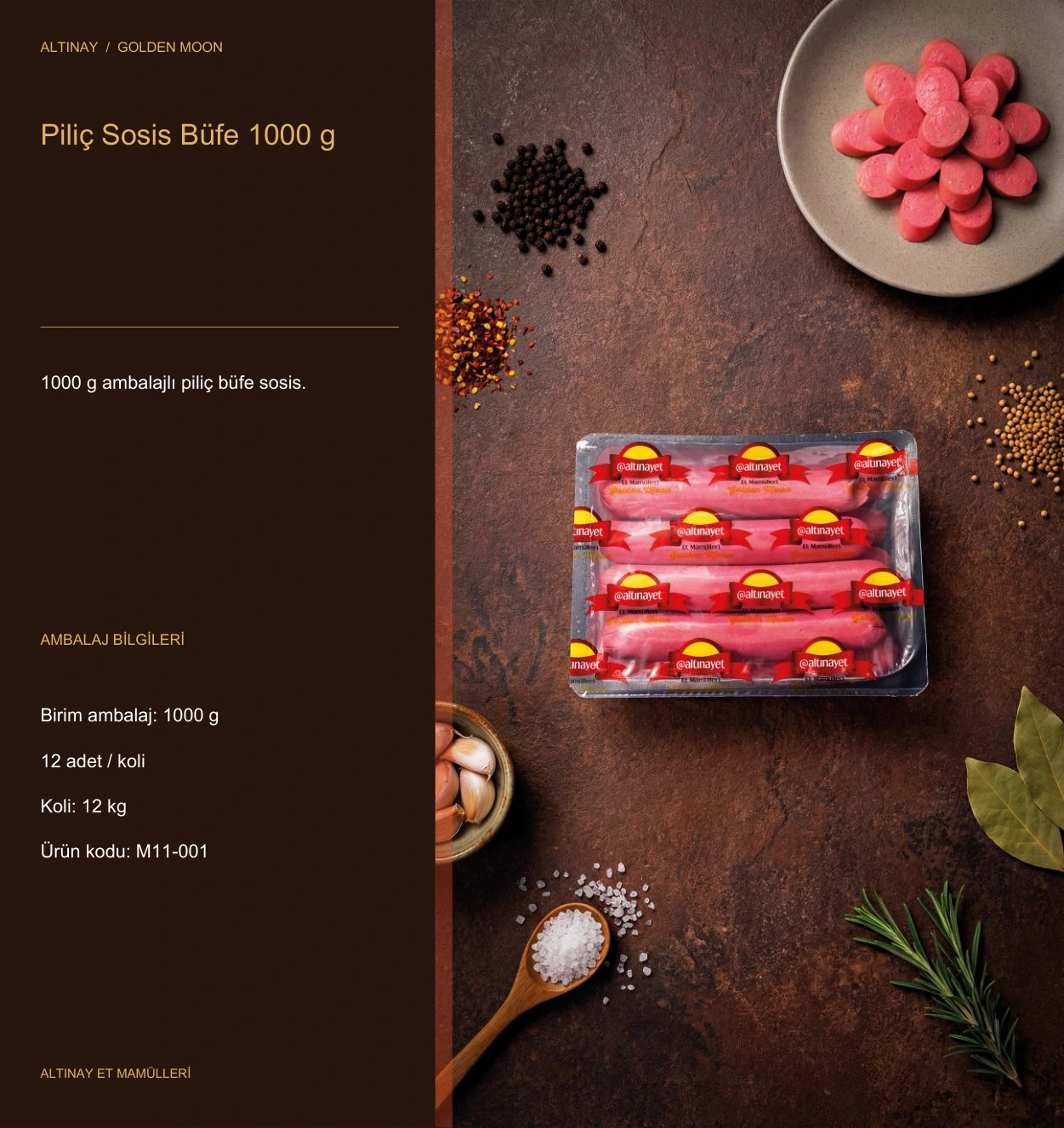 Piliç Sosis Büfe 1000 g — Golden Moon ürün görseli
