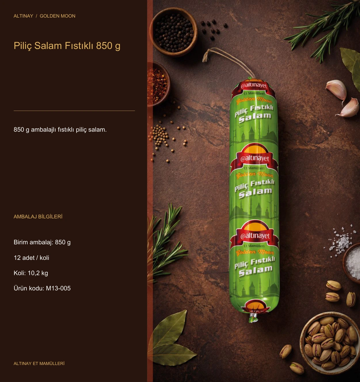 Piliç Salam Fıstıklı 850 g — Golden Moon ürün görseli